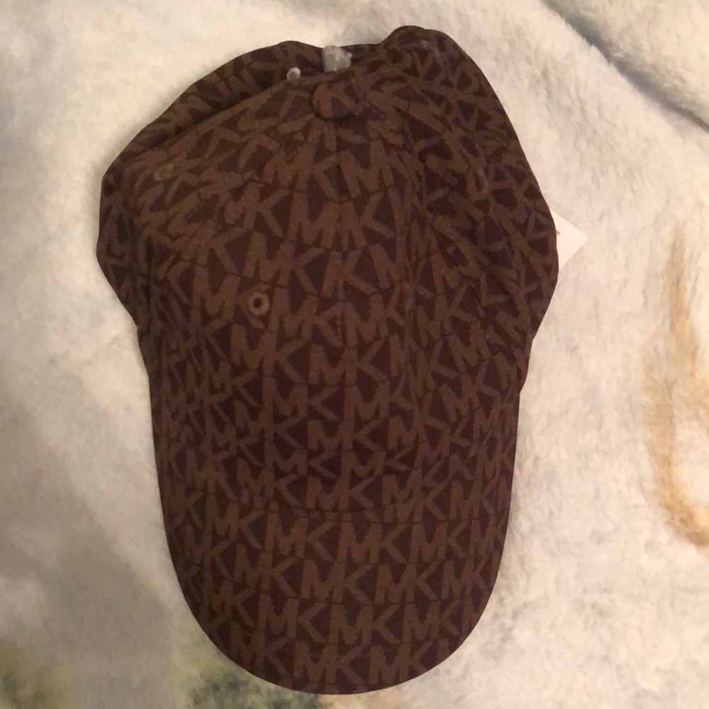 Michael Kors Brown 100% Cotton MK Monogram Adjustable Baseball Cap OS NWT - Picture 2 of 15